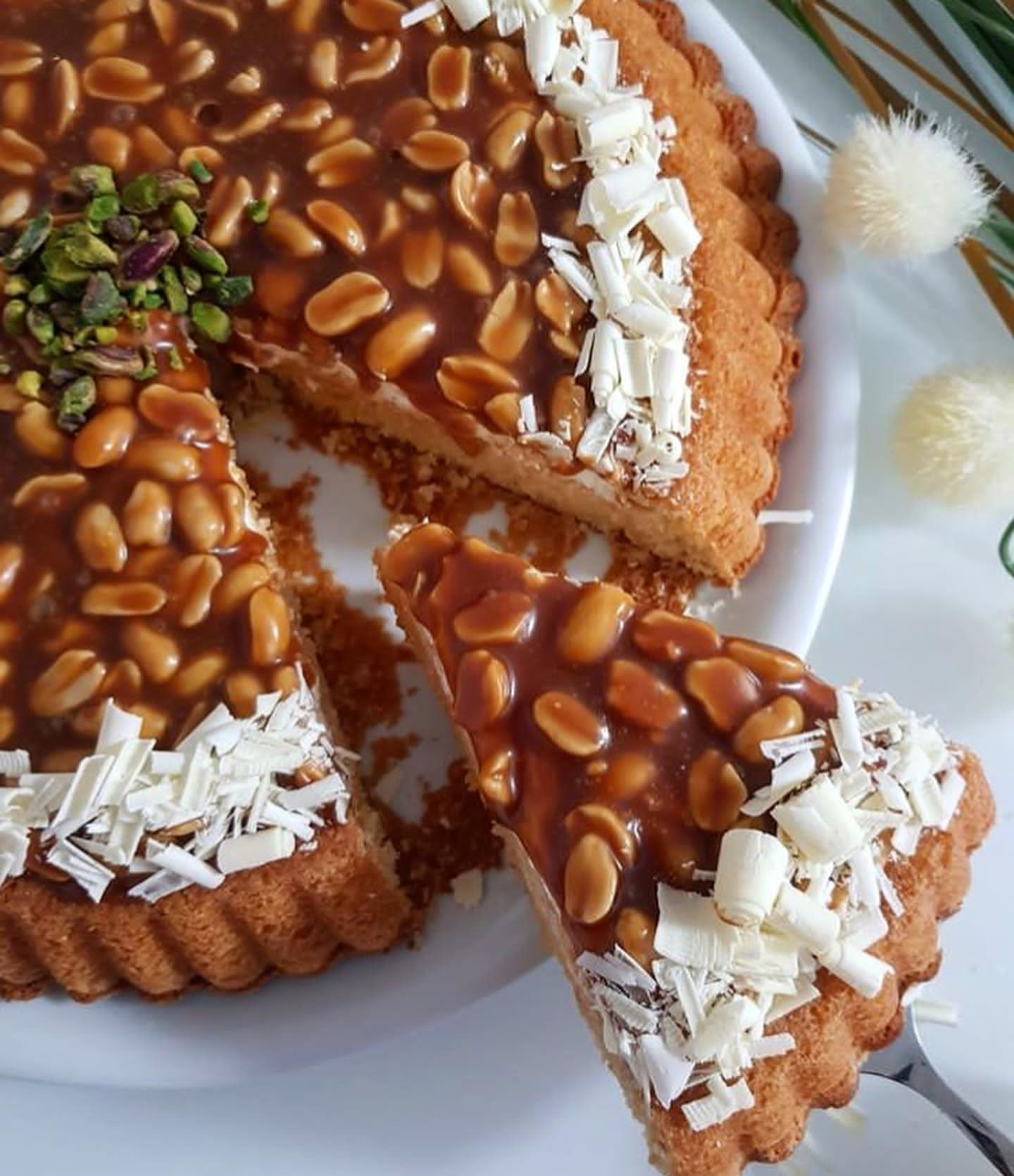 آموزش تارت کيک کارامل و بادام‌زمينی 