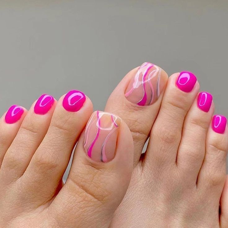 ایده طراحی ناخن پا تابستانه