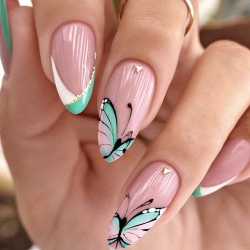 ایده طراحی ناخن پروانه ای جذاب و دخترانه