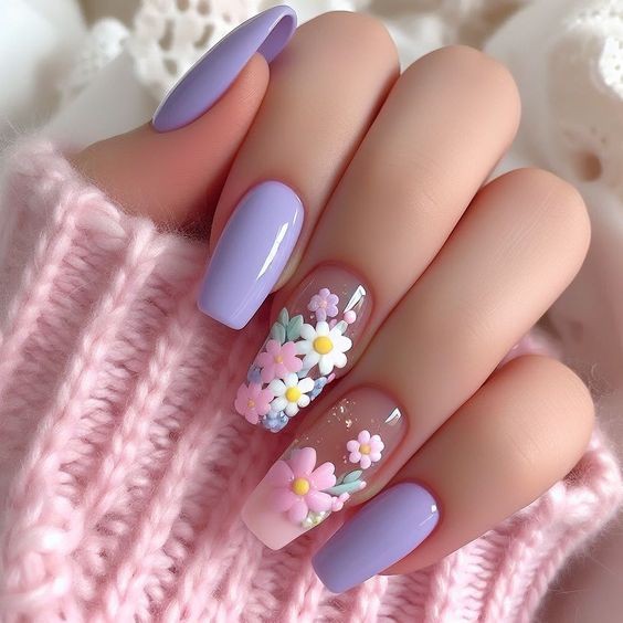ایده طراحی ناخن شیک با گل!