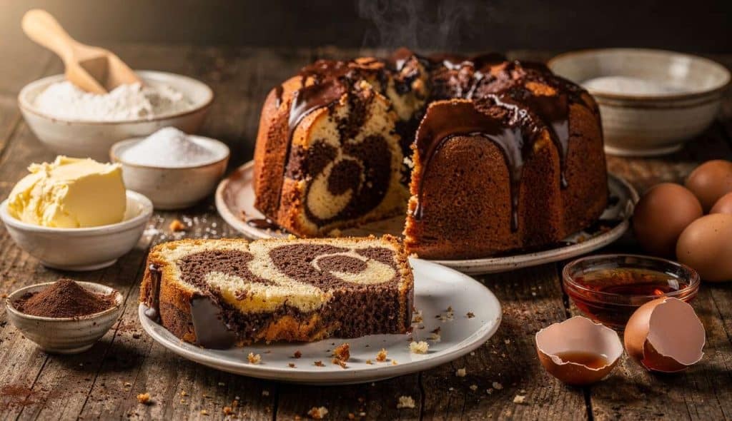 طرز تهیه آسان کیک مرمری وانیلی و شکلاتی