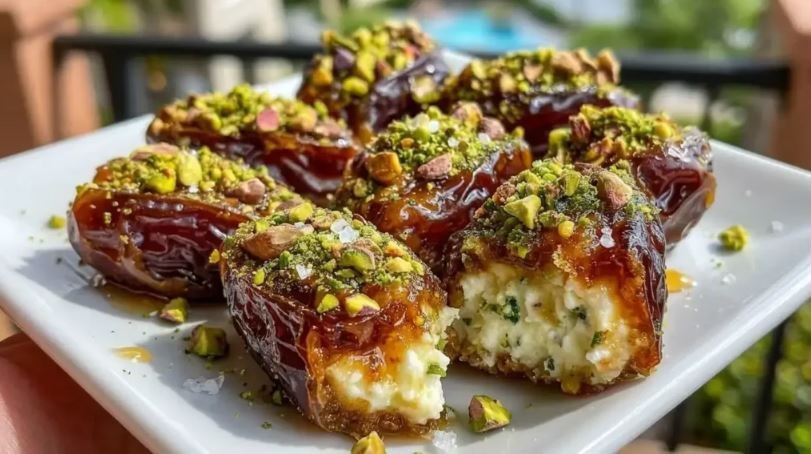 طرز تهیه خرمای پر شده با ریکوتا و پسته و عسل 