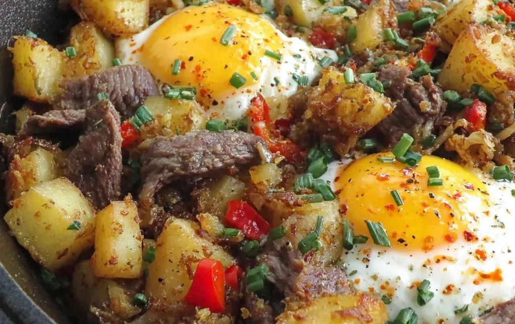 طرز تهیه صبحانه با استیک و سیب زمینی