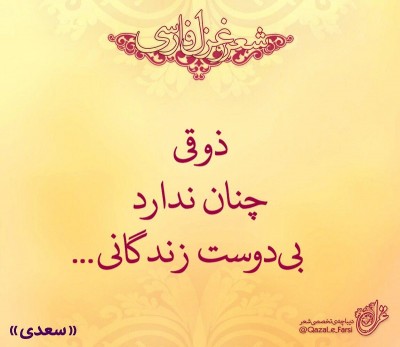 ذوقی چنان ندارد بی دوست زندگانی...
