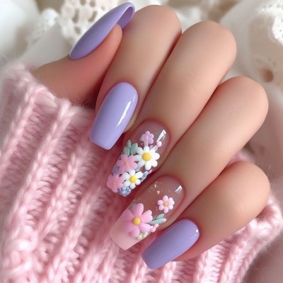 ایده طراحی ناخن شیک با گل!