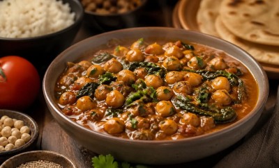 طرز تهیه کاری نخود و اسفناج ادویه‌دار