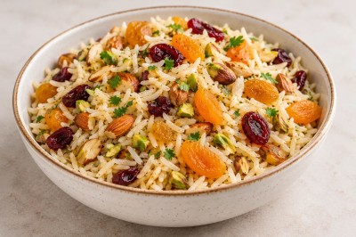 طرز تهیه پلو برنج باسماتی با میوه‌های خشک
