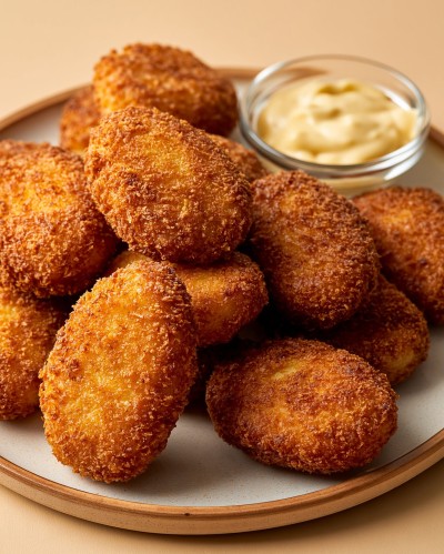 طرز تهیه کروکت سیب‌زمینی ترد با سس سیر و خردل